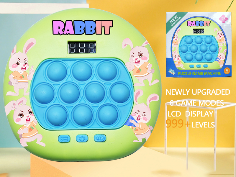 Rabbit Theme LCD Display Quick Push Game Machine 999 Levels/6 Game Modes/4 Color Lights