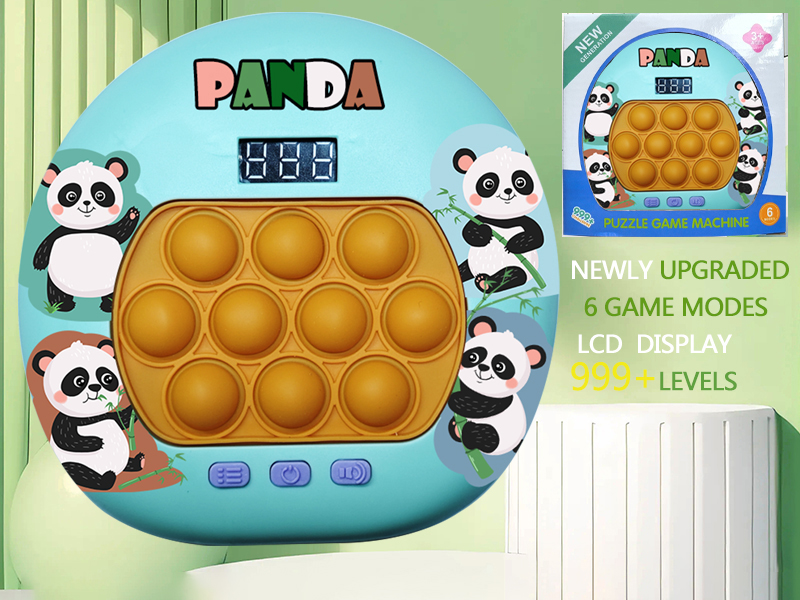 Panda Theme LCD Display Quick Push Game Machine 999 Levels/6 Game Modes/4 Color Lights