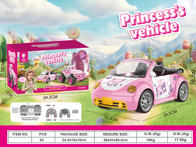 4-Channel Remote Control Pink Princess's Convertible Car With Lights
