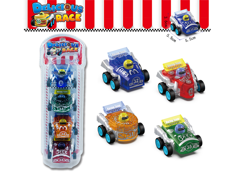 Pull Back Transparent Food Truck 4PCS