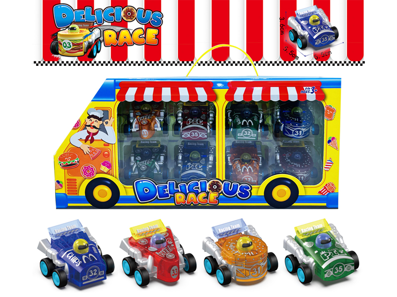 Pull Back Transparent Food Truck 8PCS