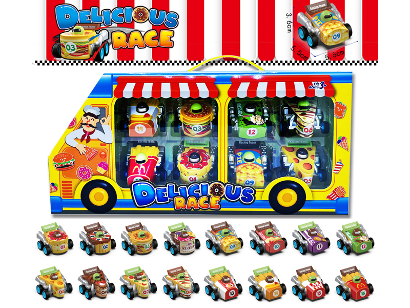 Pull Back Solid Color Food Truck 8PCS