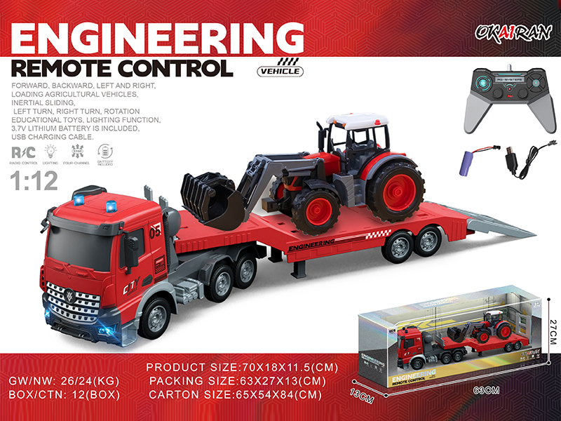 1:12 4CH R/C Transport Vehicle With Farmer'S Car