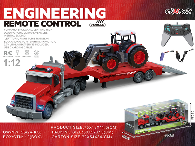 1:12 4CH R/C Transport Vehicle With Farmer'S Car