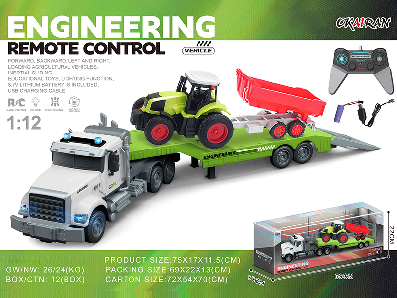 1:12 4CH R/C Transport Vehicle With Farmer'S Car