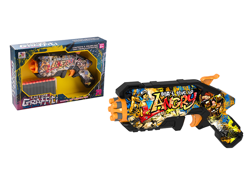 Manual Soft Bullet Gun(10 Round Head Bullets & 10 Suction Cup Bullets)