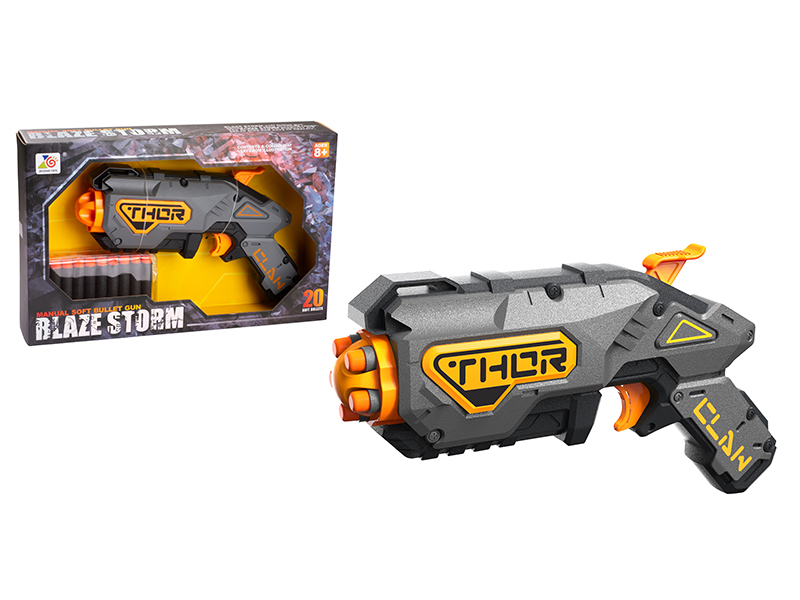 Manual Soft Bullet Gun(10 Round Head Bullets & 10 Suction Cup Bullets)