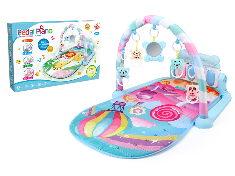 Hot Sir Balloon Theme Baby Pedal Piano Fitness Blanket(Blue)