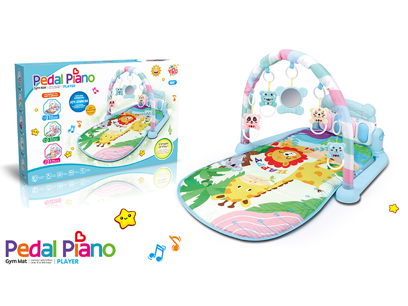 Animal Theme Baby Pedal Piano Fitness Blanket(Blue)