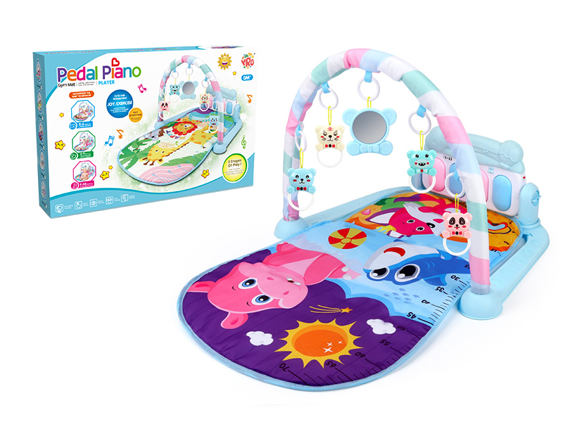 Animal Theme Baby Pedal Piano Fitness Blanket(Blue)