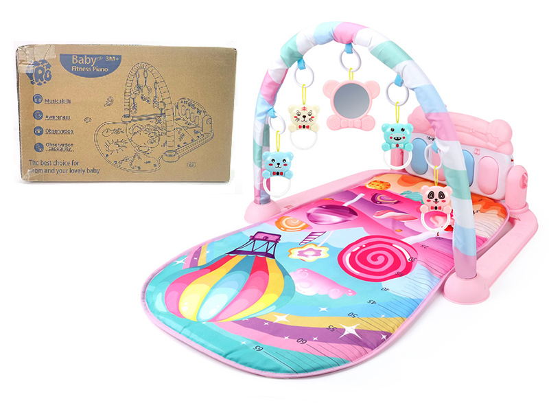 Hot Sir Balloon Theme Baby Pedal Piano Fitness Blanket(Pink)