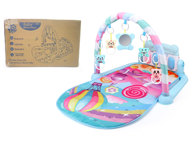 Hot Sir Balloon Theme Baby Pedal Piano Fitness Blanket(Blue)