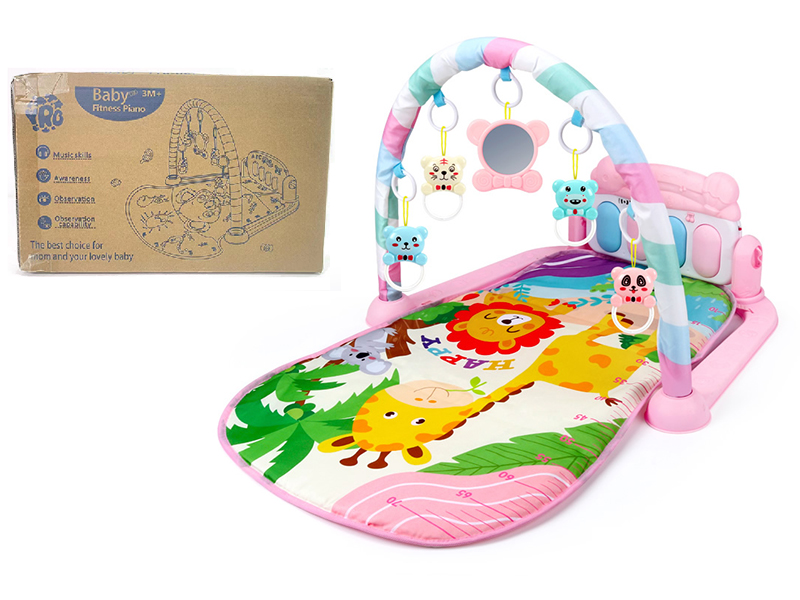 Animal Theme Baby Pedal Piano Fitness Blanket(Pink)