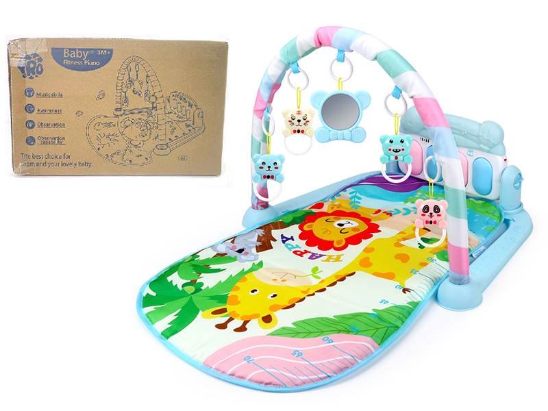 Animal Theme Baby Pedal Piano Fitness Blanket(Blue)