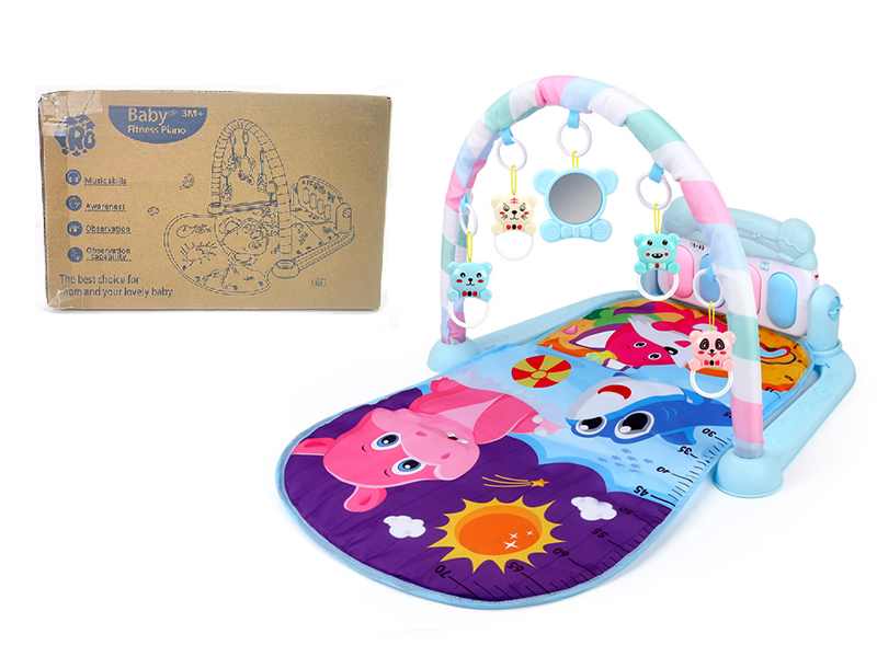 Animal Theme Baby Pedal Piano Fitness Blanket(Blue)