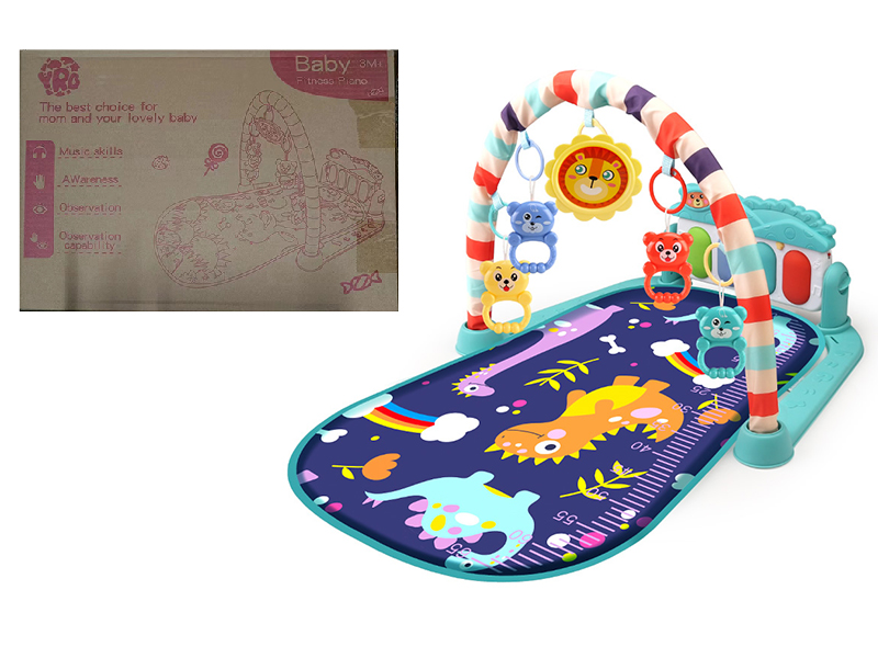 Dinosaur Theme Baby Pedal Piano Fitness Blanket(Lake Blue)