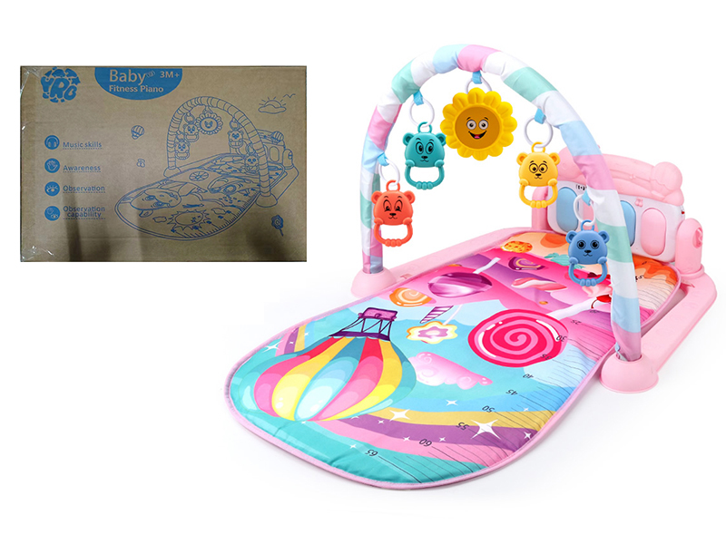 Hot Sir Balloon Theme Baby Pedal Piano Fitness Blanket(Pink)