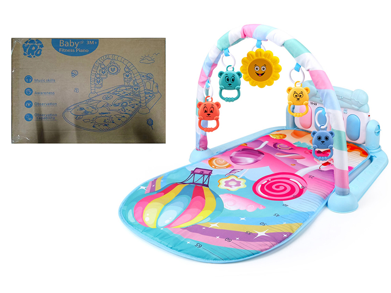 Hot Sir Balloon Theme Baby Pedal Piano Fitness Blanket(Blue)