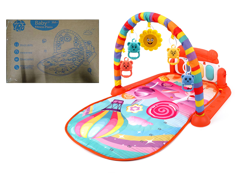 Hot Sir Balloon Theme Baby Pedal Piano Fitness Blanket(Nordic Red)