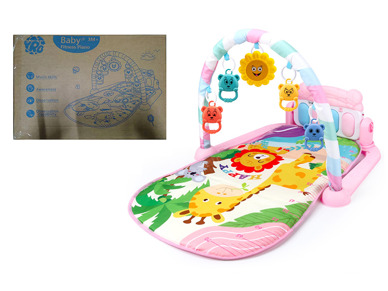 Animal Theme Baby Pedal Piano Fitness Blanket(Pink)