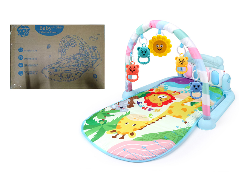 Animal Theme Baby Pedal Piano Fitness Blanket(Blue)