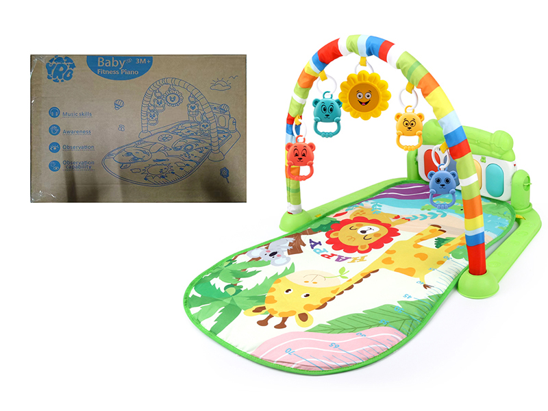 Animal Theme Baby Pedal Piano Fitness Blanket(Cyan)