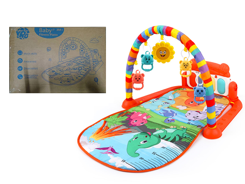 Dinosaur Theme Baby Pedal Piano Fitness Blanket(Nordic Red)