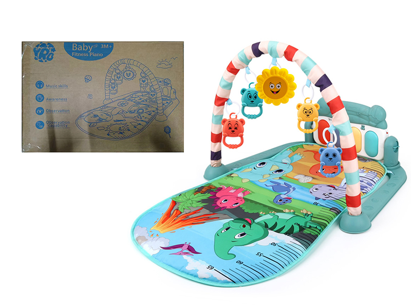 Dinosaur Theme Baby Pedal Piano Fitness Blanket(Nordic Blue)