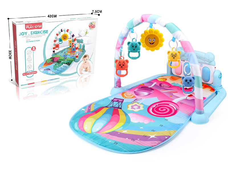 Hot Sir Balloon Theme Baby Pedal Piano Fitness Blanket(Blue)