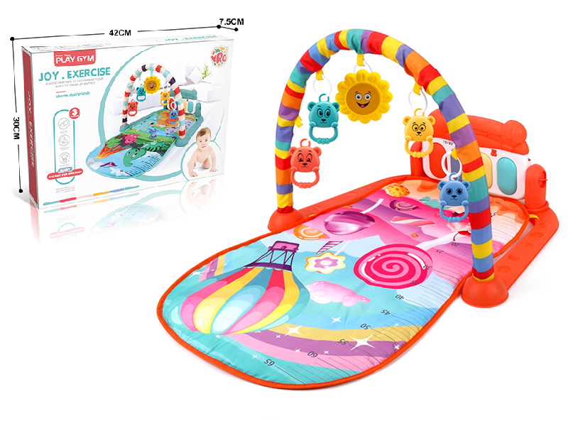 Hot Sir Balloon Theme Baby Pedal Piano Fitness Blanket(Nordic Red)