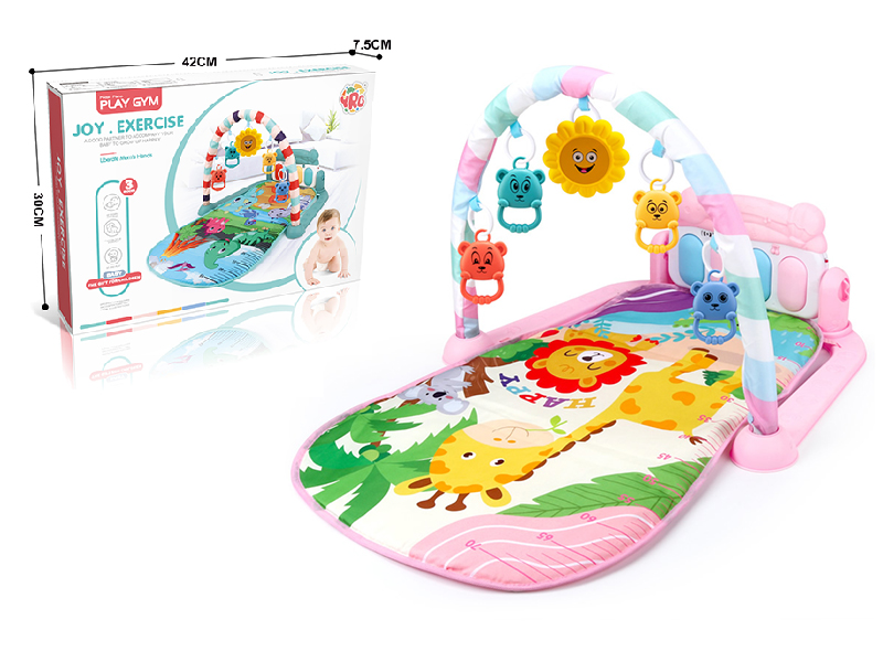 Animal Theme Baby Pedal Piano Fitness Blanket(Pink)