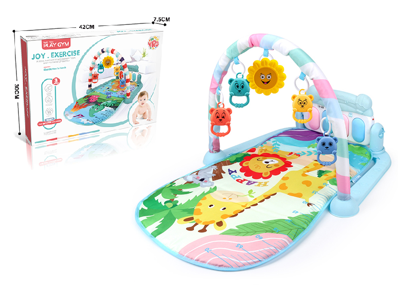 Animal Theme Baby Pedal Piano Fitness Blanket(Blue)