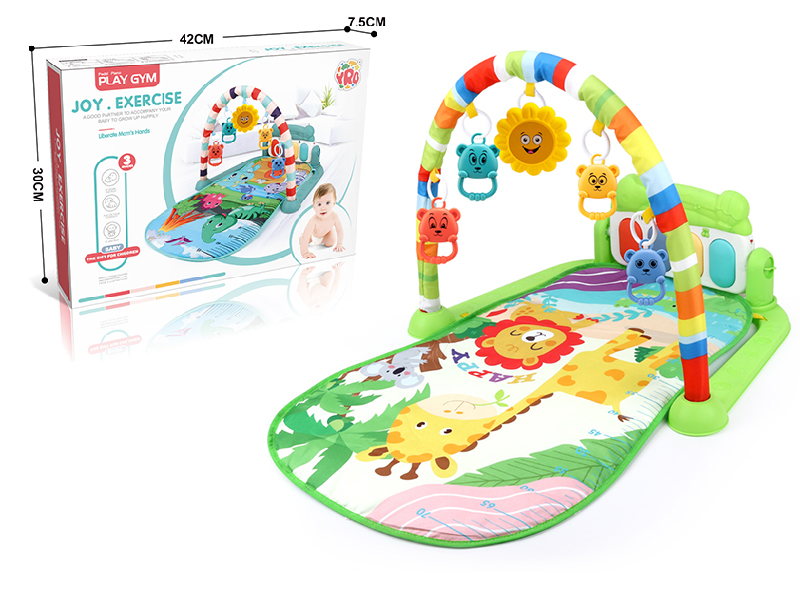 Animal Theme Baby Pedal Piano Fitness Blanket(Cyan)