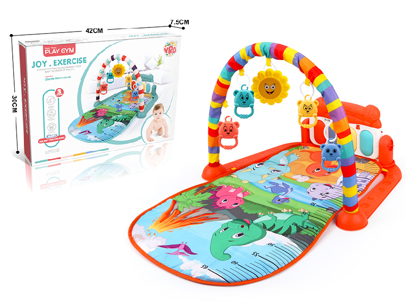 Dinosaur Theme Baby Pedal Piano Fitness Blanket(Nordic Red)