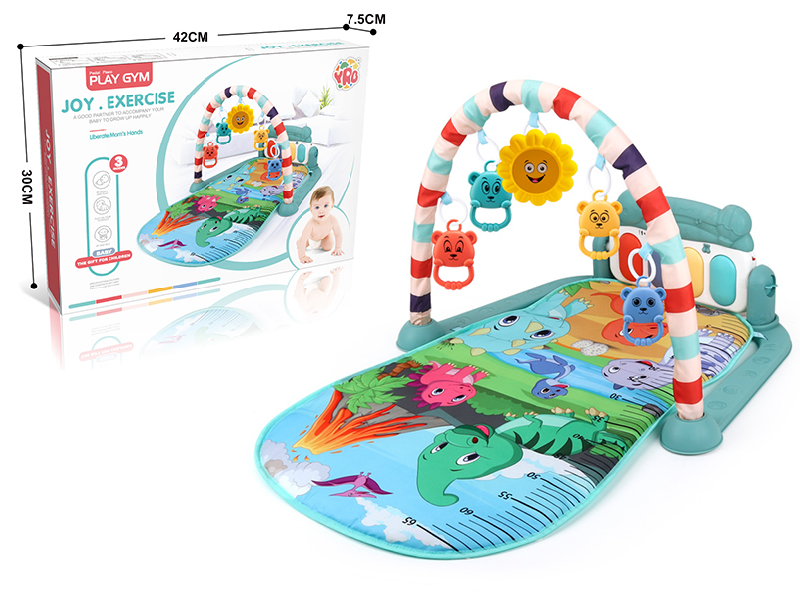 Dinosaur Theme Baby Pedal Piano Fitness Blanket(Nordic Blue)