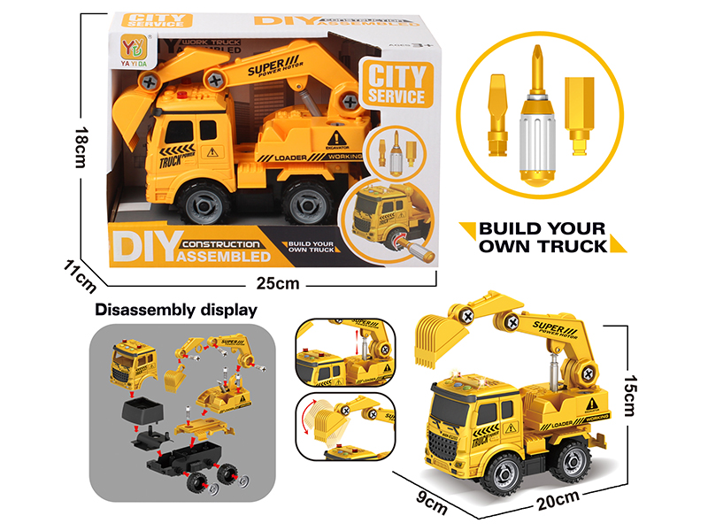 DIY Assembly Slide Engineering Truck(3 Keys, With Lights And Music)