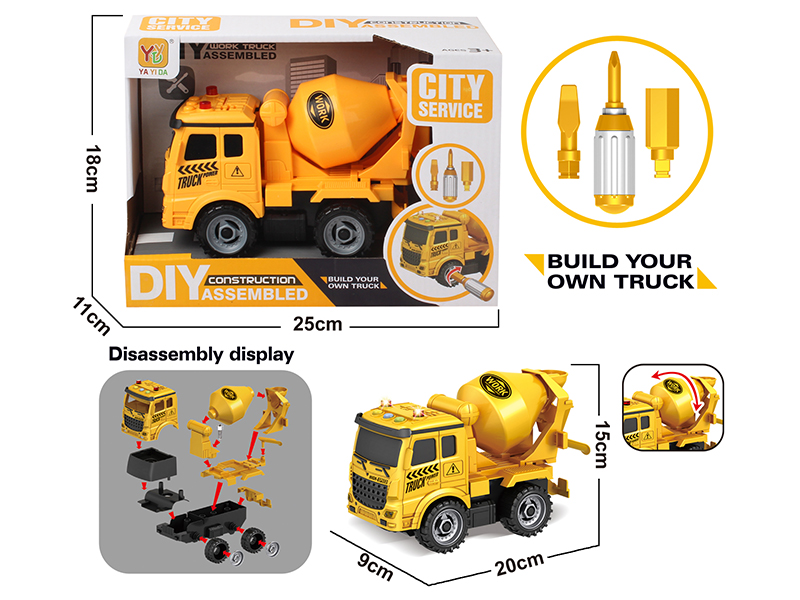 DIY Assembly Slide Engineering Truck(3 Keys, With Lights And Music)