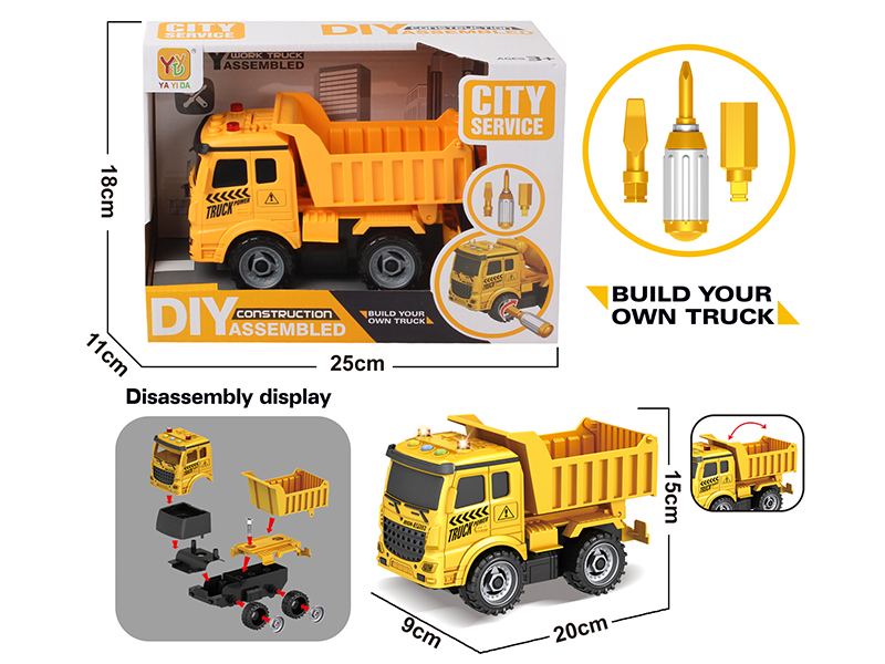 DIY Assembly Slide Engineering Truck(3 Keys, With Lights And Music)