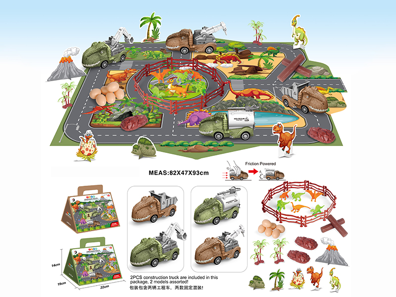 Friction Dinosaur Car Scene Set