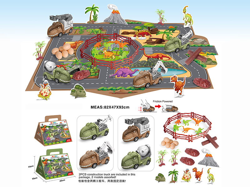 Friction Dinosaur Car Scene Set