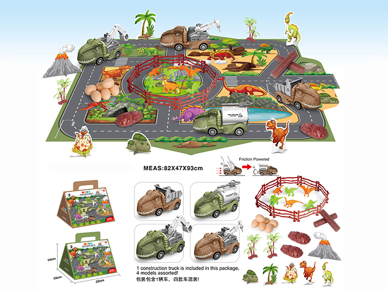 Friction Dinosaur Car Scene Set