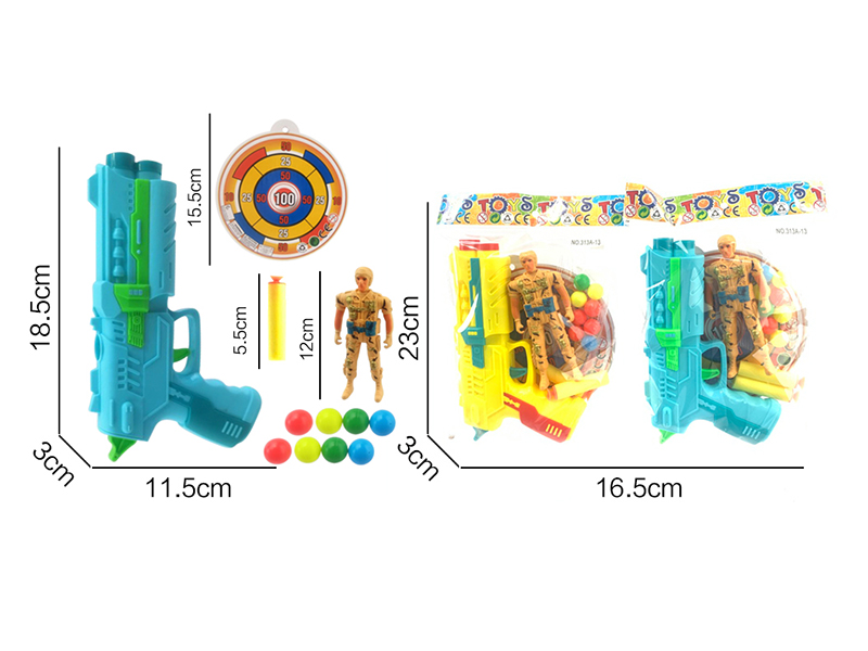 Ping-Pong Ball & Soft Bullet Gun With Soldier Toy