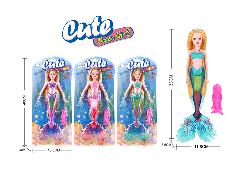 33.5cm Mermaid Doll With Lights + Comb