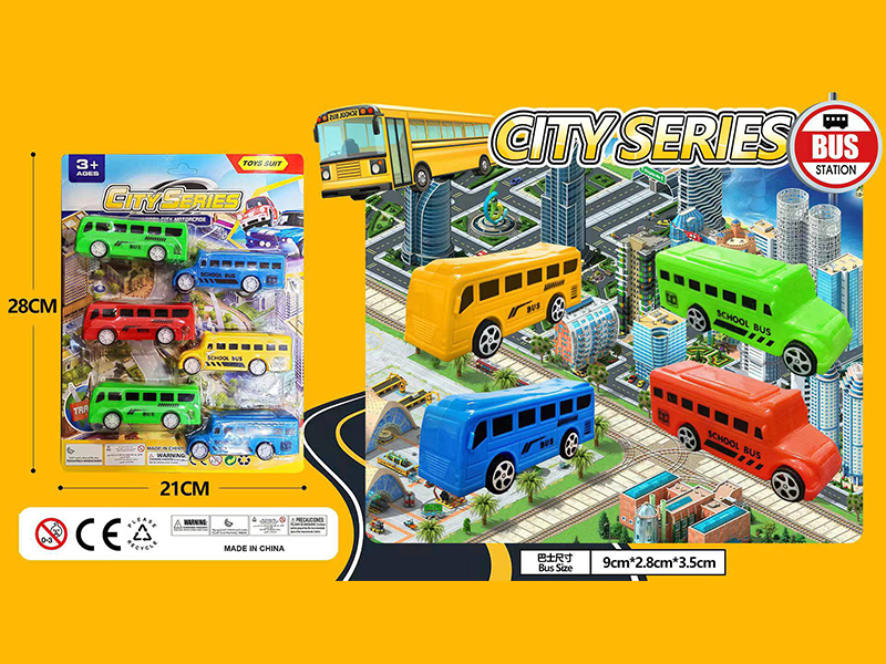 6PCS Pull Back Bus