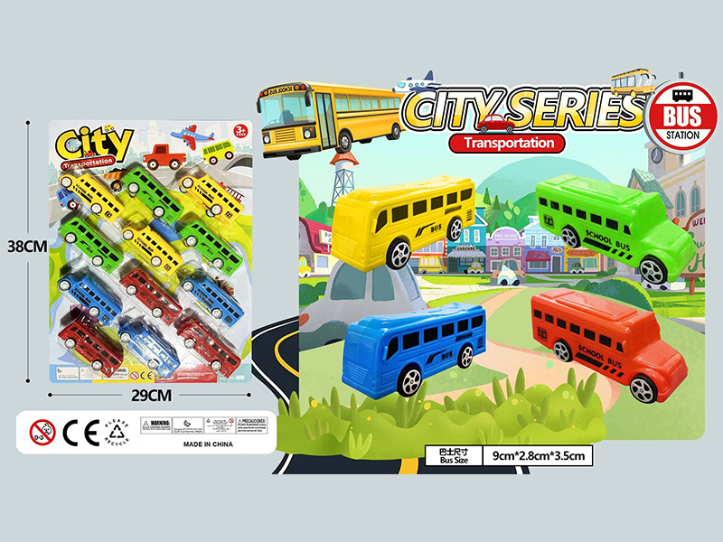 12PCS Pull Back Bus