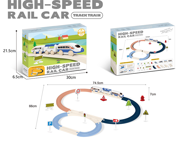38pcs High-Speed Rail Car Track Train