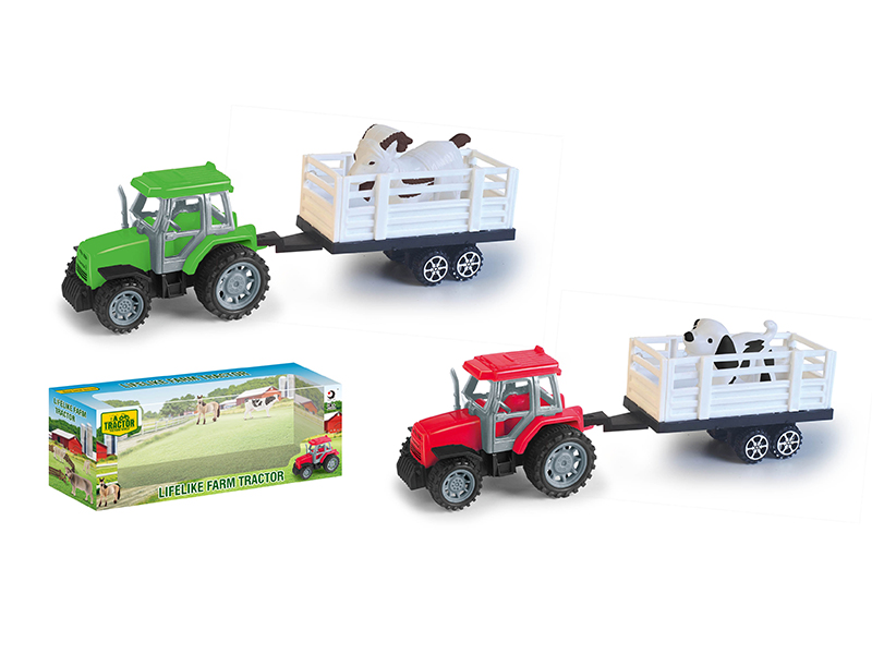 Friction Farm Tractor Trailer Toy With Animal