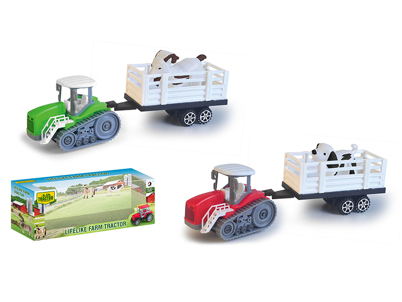 Friction Farm Tractor Trailer Toy With Animal
