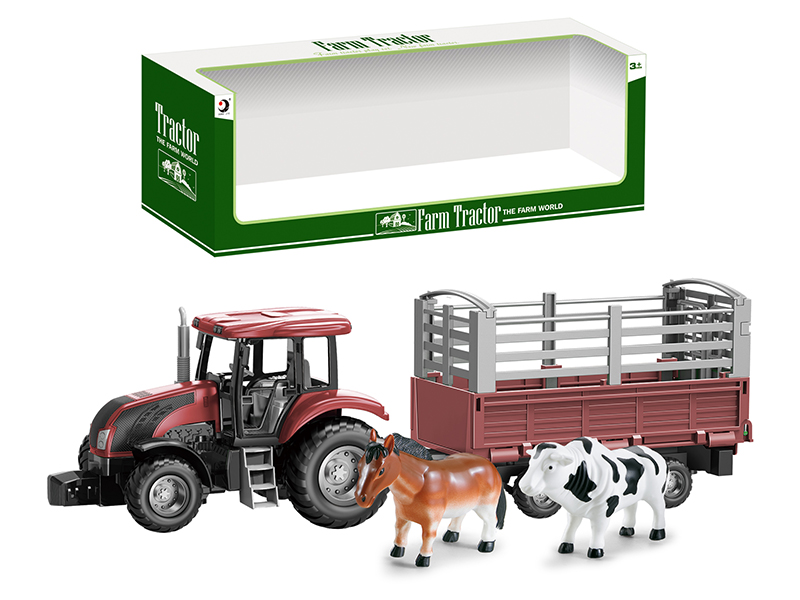 Friction Farm Tractor Trailer Toy