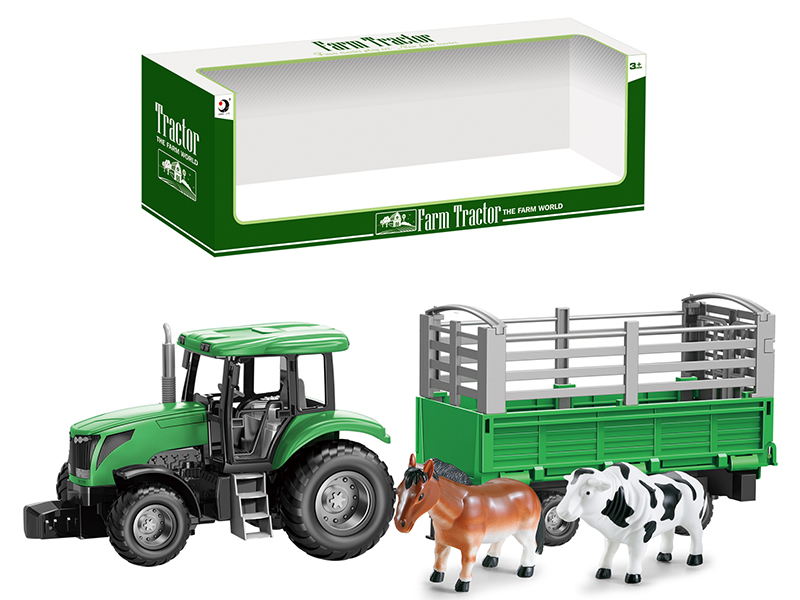 Friction Farm Tractor Trailer Toy